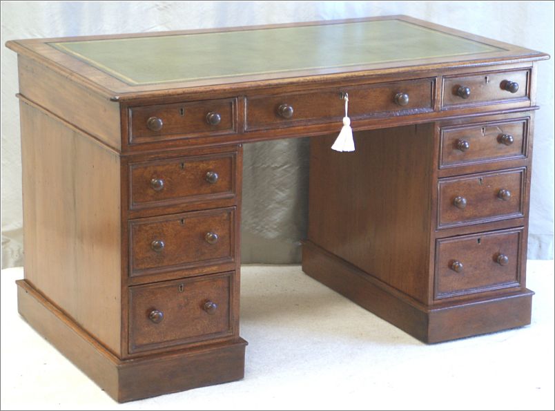 2055 Small Antique Mahogany Pedestal Desk (2)
